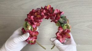 Видео обзор - ободок для волос с цветами "Лоран"