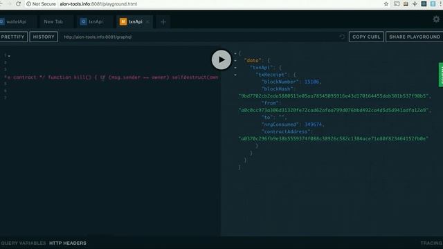 GraphQL API layer for Aion Blockchain - Demo смотреть онлайн