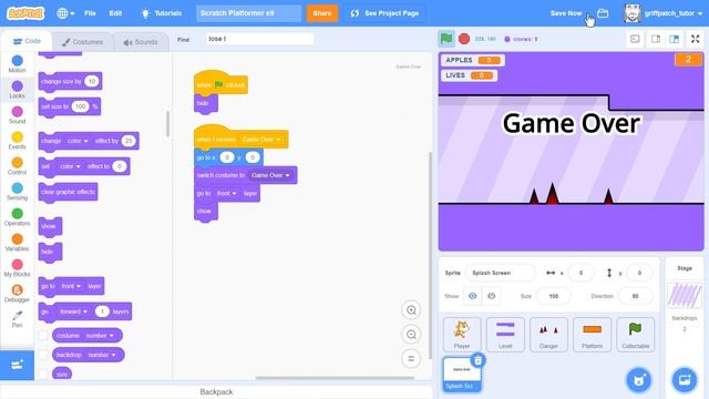 Waypoints, Game Over & Game Menu | 10. Scratch Platformer Game смотреть онлайн