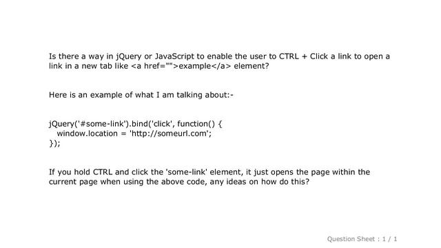 jQuery : jQuery/JavaScript - Allow CTRL + Click to open link in new tab смотреть онлайн