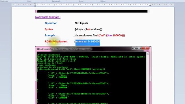 MONGODB FIND $NE NOT EQUALS DEMO смотреть онлайн