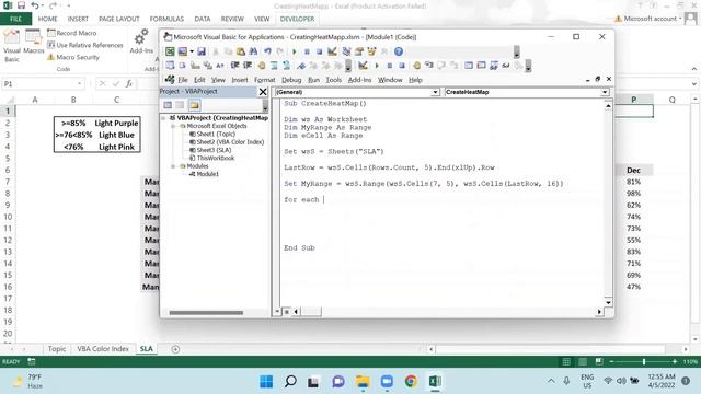 HEAT MAP VBA | HOW TO CREATE HEAT MAP WITH VBA | Color index VBA | смотреть онлайн