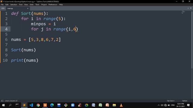 57.Python Selection Sort Method | Python Series Tamil | M R Kishore Kumar смотреть онлайн