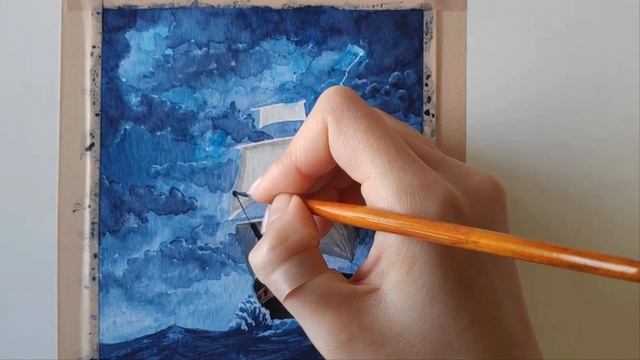 How to Paint a Pirate Ship / A Ship in the Stormy Sea / #76 смотреть онлайн