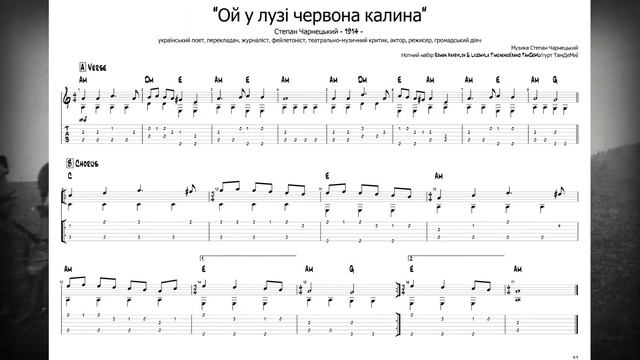 НОТЫ Степан Чарнецький - Ой у лузі червона калина на ГИТАРЕ! МЕЛОДИЯ + АККОРДЫ + ФИНГЕРСТАИЛ + ТАБЫ смотреть онлайн