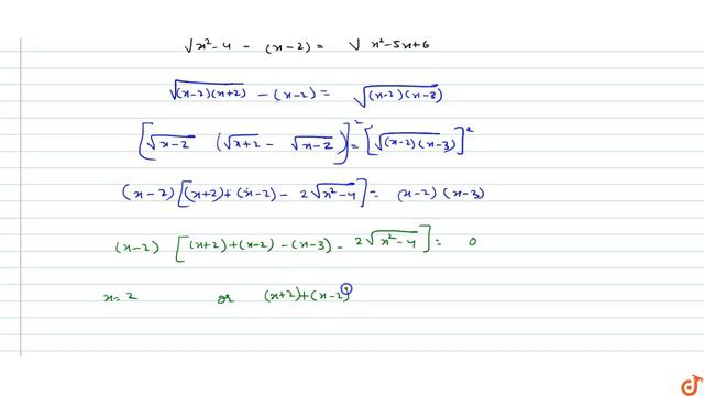 `sqrt(x^2-4)-(x-2)=sqrt(x^2-5x+6)` смотреть онлайн