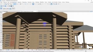 Дом из сруба с печью в программе Archicad. Видео №4