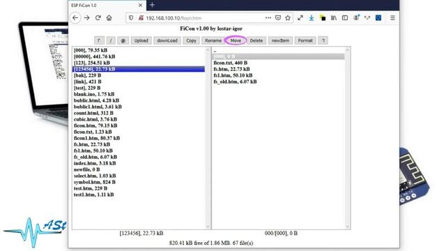 FiCon. Файловый менеджер для ESP8266 и SPIFFS смотреть онлайн