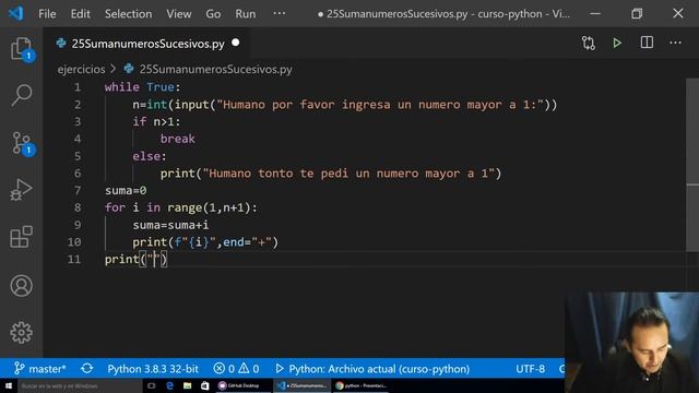 PYTHON Ejercicio 25.- Sumar 1+2+3 hasta n [52]???? смотреть онлайн