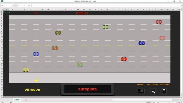 Game FreeWay (Autopista) en Excel смотреть онлайн