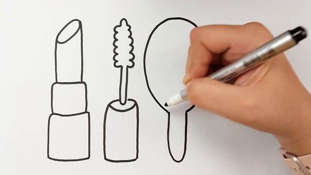 Learn to Draw Makeup Set for Kids and Toddlers | Makeup Drawing & Coloring Easy | Lipstick Drawing смотреть онлайн