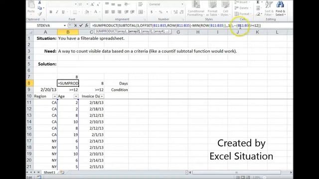 Excel Countif visible (filtered) data смотреть онлайн