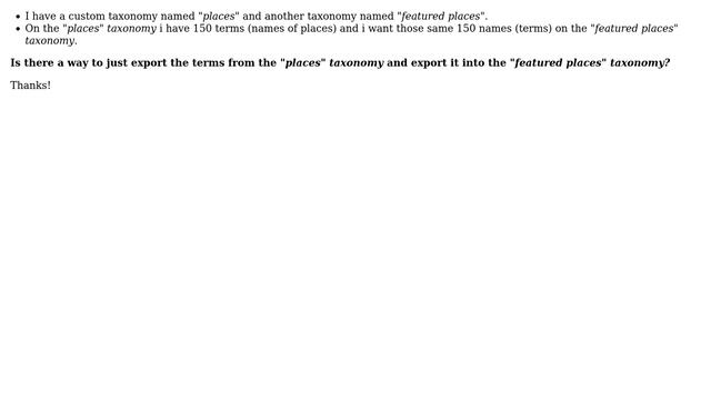 Wordpress: export and import taxonomy terms from one taxonomy to another смотреть онлайн