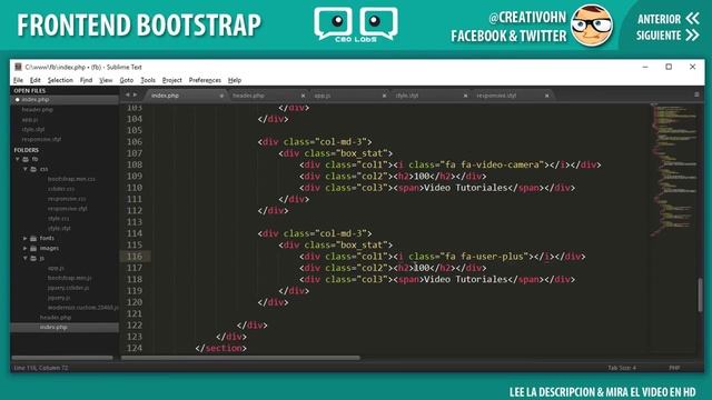 Frontend con Bootstrap 3.x: 16 - Home "Estadísticas" 1/2 смотреть онлайн