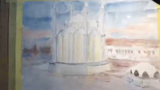🇷🇺Kul Sharif Mosque water color painting time-lapse with My Salah Mat! смотреть онлайн