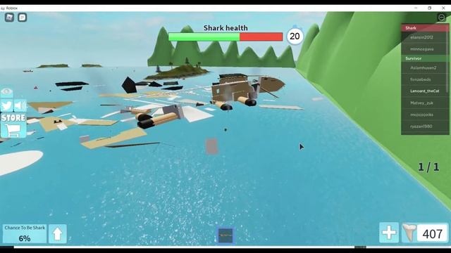 Выживаю против акулы в Roblox смотреть онлайн