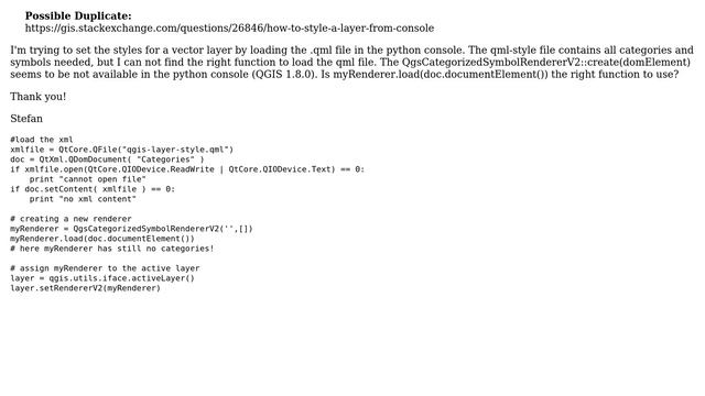 GIS: QGIS: How to load feature (.qml) styles from python? смотреть онлайн