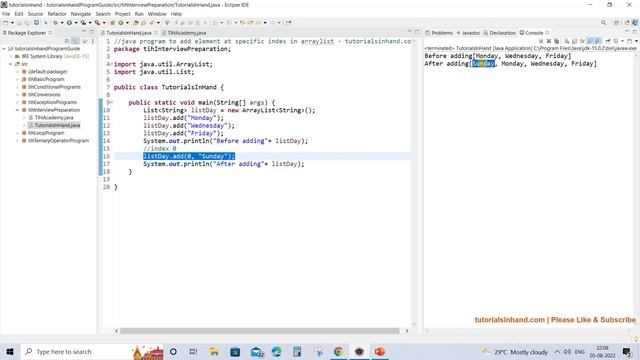 java program to add element at specific index in arraylist смотреть онлайн
