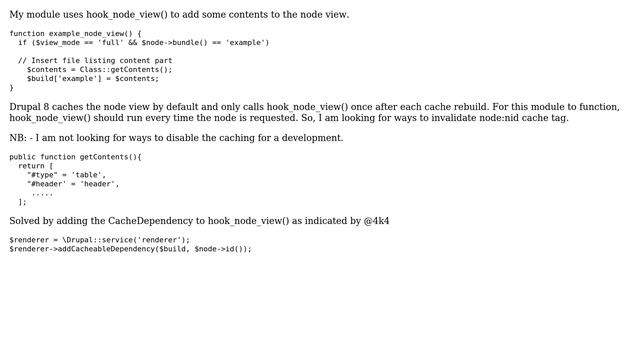 Drupal: Invalidate node cache so hook_node_view() runs on each node view смотреть онлайн