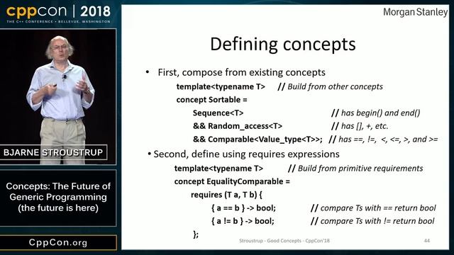 CppCon 2018: Bjarne Stroustrup “Concepts: The Future of Generic Programming (the future is here)” смотреть онлайн