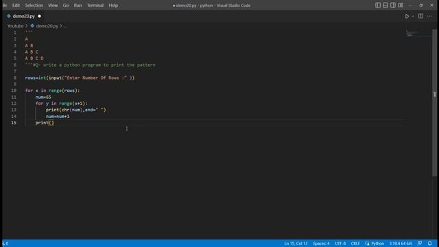 Pattern Printing In Python | Print ABC pattern in Right Angle Triangle | Complex Pattern Printing смотреть онлайн