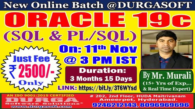 ORACLE 19c Online Training @ DURGASOFT смотреть онлайн
