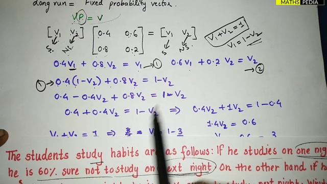 Markov process using transitional probability matrix(tpm) | Long run | Part-1 | Mathspedia | смотреть онлайн