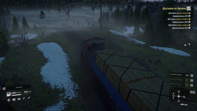 SnowRunner - Прохождение миссии ( Доставка по Низине ) Часть 2. Maine, USA - Challenging game mode смотреть онлайн
