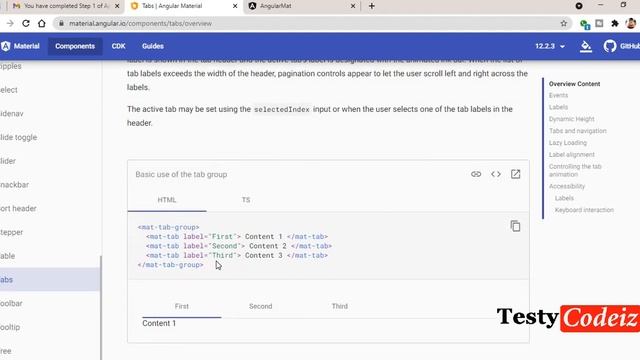 Angular material Tutorial, Angular Material Tab example,Angular Tab example,Angular with Testycodei смотреть онлайн