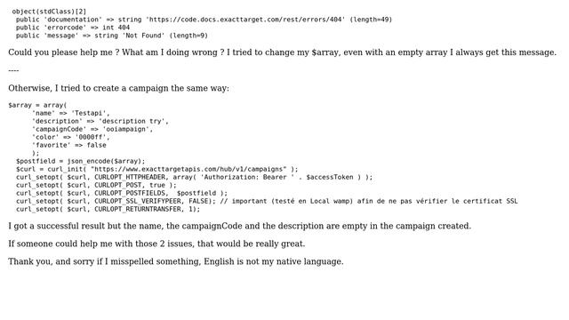 Salesforce: ExactTarget REST API - Getting issues with /contacts/ and /campaigns/ смотреть онлайн