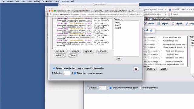 ICS 321 Assignment 2 PCE MySQL Database смотреть онлайн