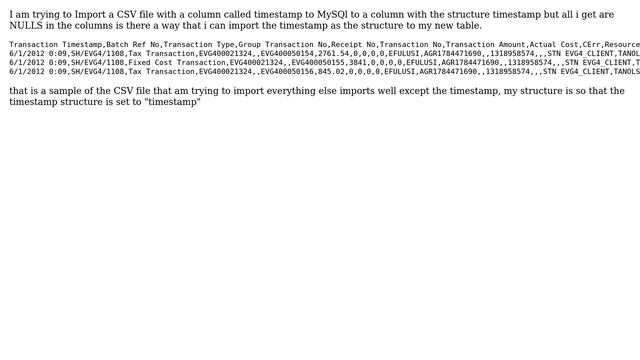 Databases: How to import Timestamp from a CSV file? смотреть онлайн