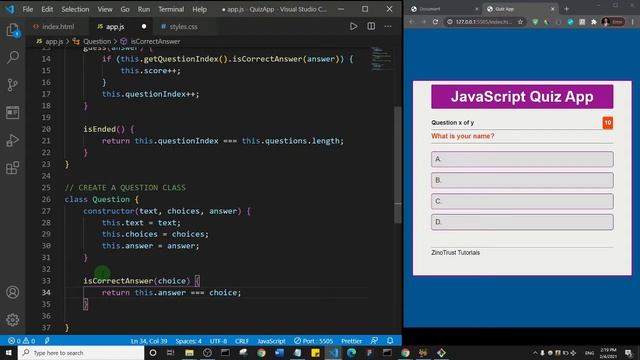 Build A Quiz App With Javascript (Plus ES6 Classes) | Js Project 8 Of 10 смотреть онлайн
