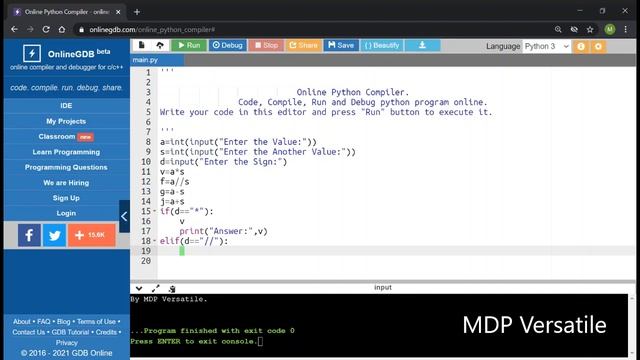 How to do a program to Create a Calculator In Python Programming Language - MDP Versatile смотреть онлайн