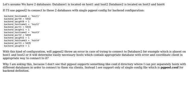 Databases: support of multiple databases on different hosts by pgpool2 смотреть онлайн