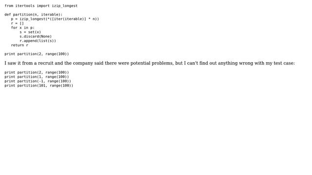 Partition function with itertools смотреть онлайн