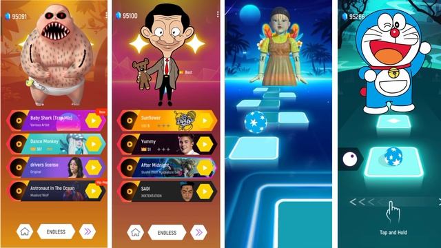 Horror Baby Boss vs Mr Bean vs Squid Game vs Doraemon - Tiles Hop EDM Rush смотреть онлайн
