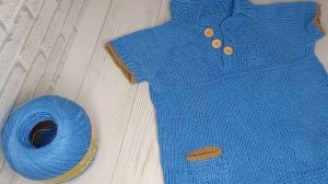 #вязание  Летняя детская футболка с воротником Поло.