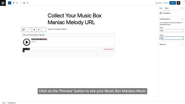 How To Embed Music Box Maniacs Melodies In WordPress With EmbedPress? смотреть онлайн