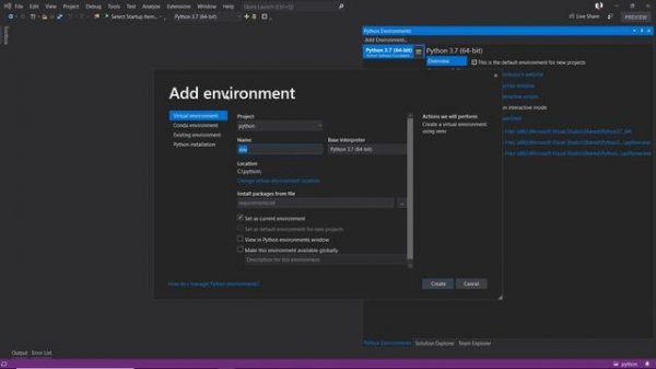 Visual Studio 2019 and Python