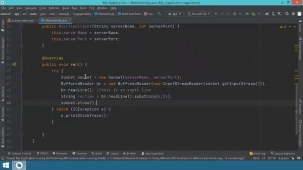 028 - Simple TCP - Client App - getting the NIST time in Android Studio - the easy way - part 1