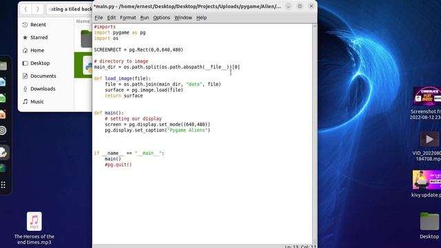 Pygame examples: Aliens Part 1 - Creating a Tiled Background смотреть онлайн