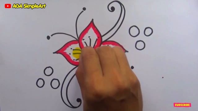 How to draw floral batik design ✏️l Drawing easy and simple.