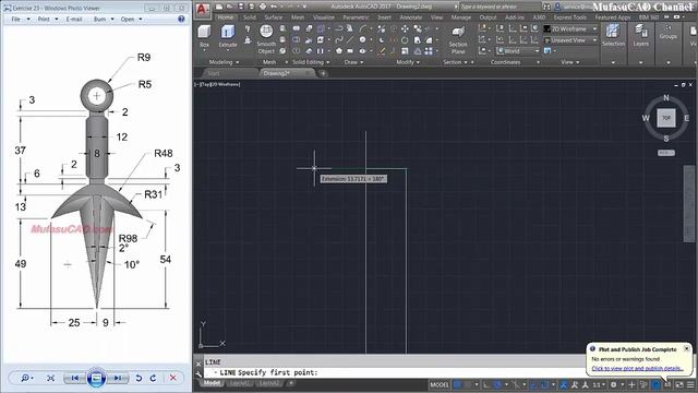 Autocad 2D Modeling Tutorial Throwing Blade Practice Exercise 23 смотреть онлайн
