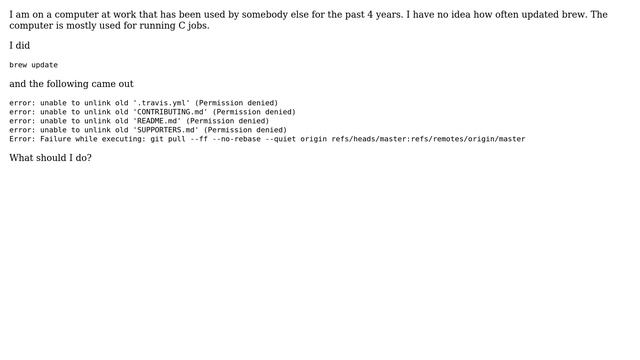Unix & Linux: brew update: failure while executing: git pull --ff --no-rebase --quiet origin смотреть онлайн