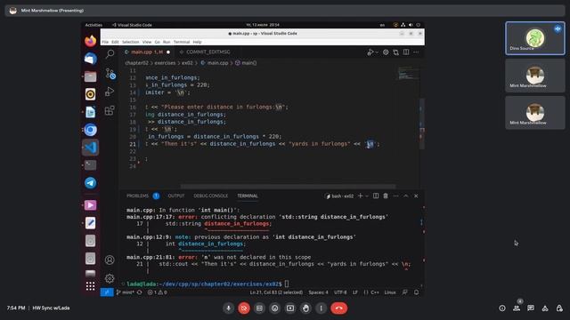 HW Sync with Lada - VS Code, escape sequences (new line character), variable naming смотреть онлайн