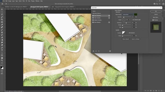 Watercolor Photoshop Tree Brush And Layer Style | For Landscape Site Plan Rendering
