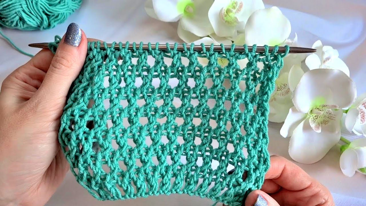 Сетчатый узор для летних изделий. Мастер-класс. Вязание спицами. смотреть онлайн