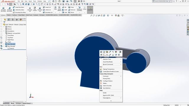 multi body , offset from sketch plane & upto surface solidworks Tutorial 18 смотреть онлайн