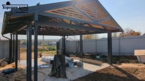 Металло/деревянный навес для авто 6*6 м